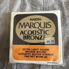 Set Of 6 Martin Marquis Acoustic Guitar Strings Bronze Extra Light Gauge M1000