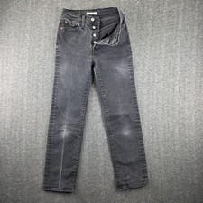 Levis Wedgie Straight Jeans Womens 25x28 Gray Charcoal Wash High Rise Stretch