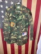 Small Reg Vietnam Army 1970 Jungle Coat ERDL Camo Ripstop Poplin Top Shirt B554