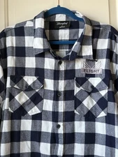Yuengling Flight Shirt Mens 2XL Blue White Check Flannel Embroidered PA Beer