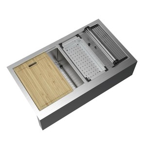 Professional Zero Radius 36 in. Apron-Front Double Bowl 16G Stainless Steel