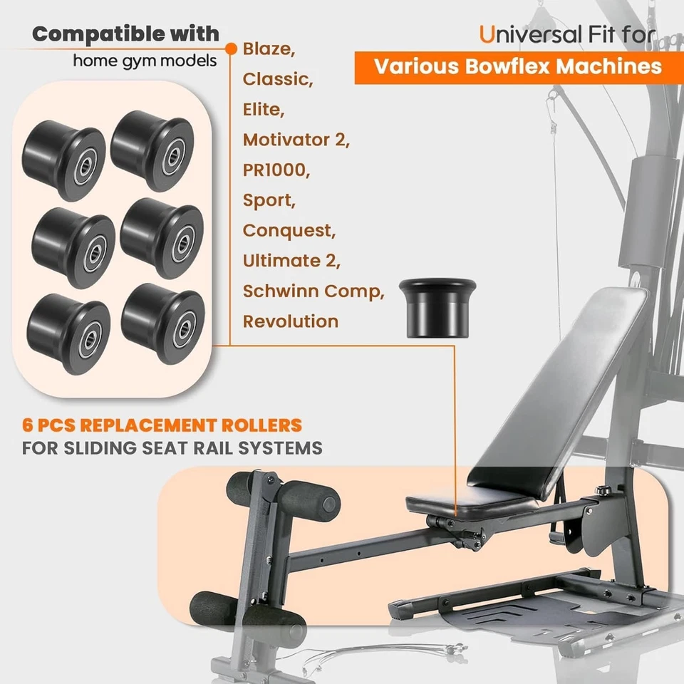 For Bowflex Rolling Seat Trolley Wheels Blaze Classic Elite Motivator 2 PR1000 - Image 3 of 4