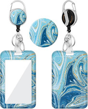 Badge Holder, Badge Reel with Swivel Belt Clip, Heavy Duty Retractable Reel, Sli