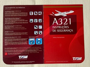 TAM BRASILIAN AIRLINES A Star Alliance  A 321 TF6977  Instructions Card