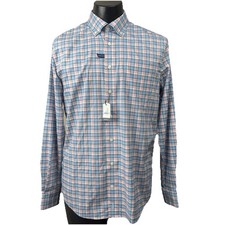 Johnnie-O Prep-Formance Bamboo Rayon Blue Plaid Button-Down Shirt Men  s NWT MED