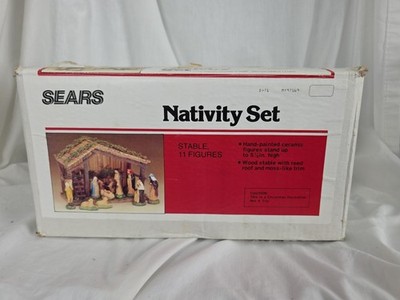 Complete Vintage Sears Christmas Nativity Set #71-97169 11-Pieces & Original Box