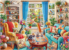 1000 Piece Jigsaw Puzzle for Adults - Kittens  Birds  Difficult Adult Puzzles