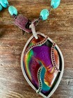 Turquoise Necklace with Pink sapphire clasp and Colorful Surfite Pendant — photo 2