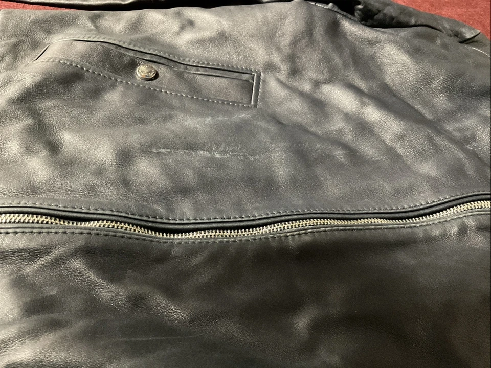 Hugo Boss Men's Leather Jacket Navy Blue Size 42R - Image 2 of 4