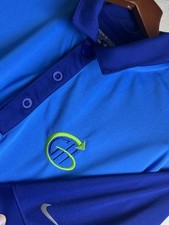 Nike Golf Polo Shirt Dri Fit Mens Medium Blue Swoosh Shirt Casual Retro Vacation