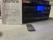 LoopTone TR-18CD-BB Record Player CD Cassette Bluetooth USB SD Tested Remote