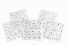 Set of 5 Transparent Nail Stickers Holographic Butterfly Flower Star Art Decal