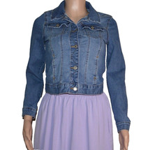 SO Girls Jean Jacket Blue Denim Pockets Long Sleeve Button Up Size XL