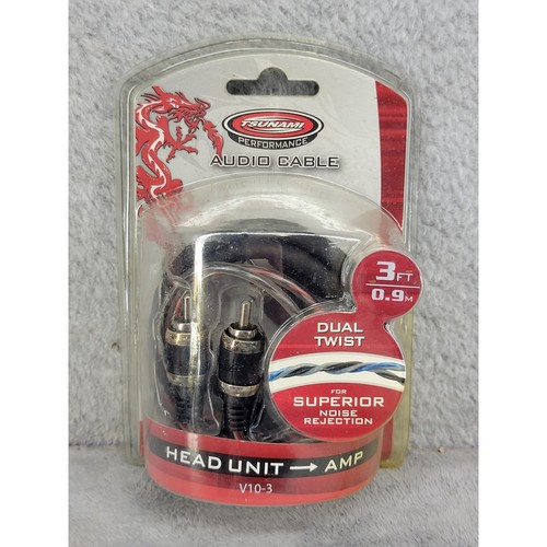 Tsunami Performance V10-3 Audio Cable 3ft 0.9m Dual Twist Head Unit to Amp RCA