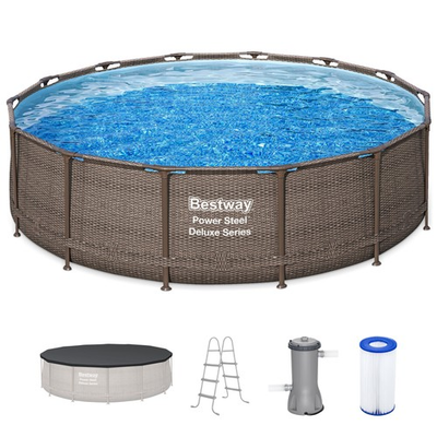 #ad Bestway Power Steel 14#x27; x 42quot; Above Ground Outdoor Swimming Pool Set with Pump $429.99