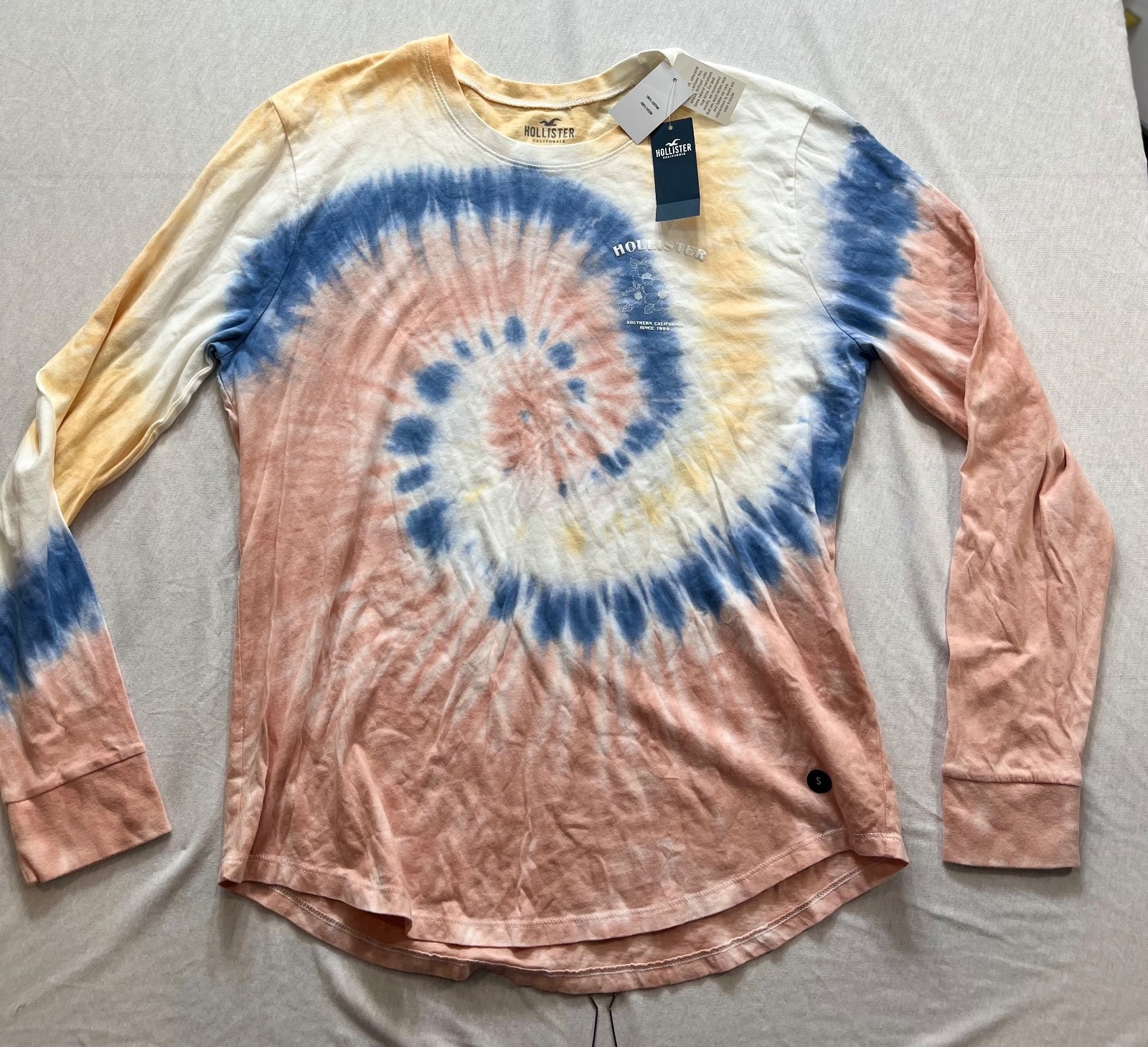 NWT Hollister lightweight long sleeve Tie Dye T shirt size small womens