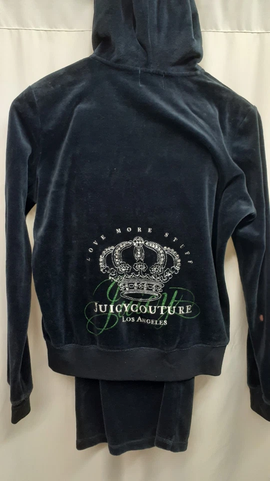 Vintage Y2k Juicy Couture Velour Tracksuit Set Blue Medium Jacket Pants USA made - Image 4 of 4