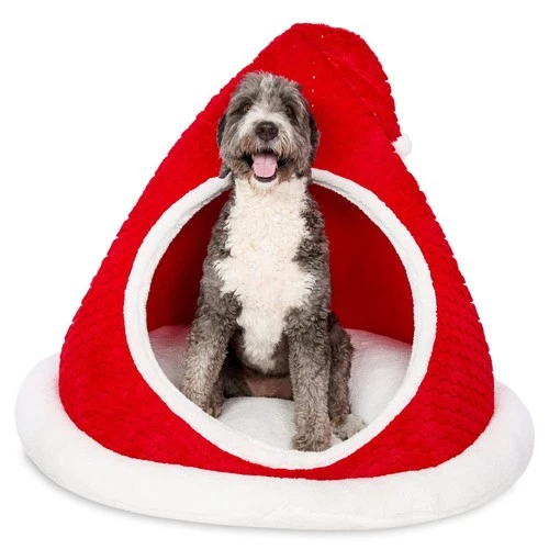 Vibrant Life Santa's Hat Extra Large Holiday Pet Bed, Red and White, 46 in x 38 deal from eBay