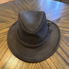 Barmah Brown Suede Western Outdoor Hat with Braided Band