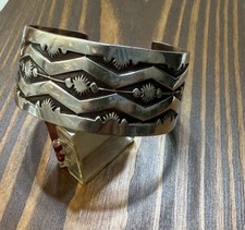 🔥Native Navajo Design Stamped Cuff Bracelet Sterling Silver Handmade