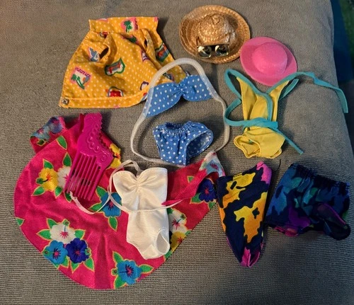 Vintage lot of 1980s Barbie Mattel retro bathing suits and accessories #106