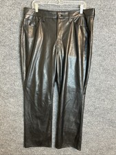 Old Navy Womens Faux Leather Pants Size 14 Black High Rise Boot Cut Biker Goth