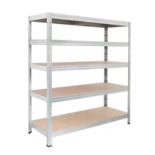 5-Tier Heavy-Duty Galvanized Steel Garage Storage Shelving Unit in Silver, HDF R