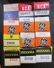 12  NOS NIB RCA GE Syl Westing 5V4GA 5U4GB 5R4GYB Audio Rectifier Radio Tubes