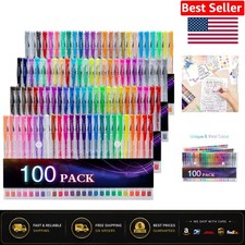 100 Gel Pens Set - Non-Toxic Colors for Adult Coloring & Crafts