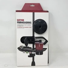 New Gator Frameworks Mic Stand Accessory Tray with Drink Holder Guitar Pick Tab