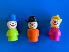 Vintage Fisher Price Little People Clown Figures Lot of 3 circus clowns , 2 inch