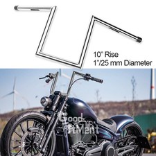10" Rise 25 mm Chrome Ape Hanger Z-Bar Handlebar For Harley Davidson Fatboy