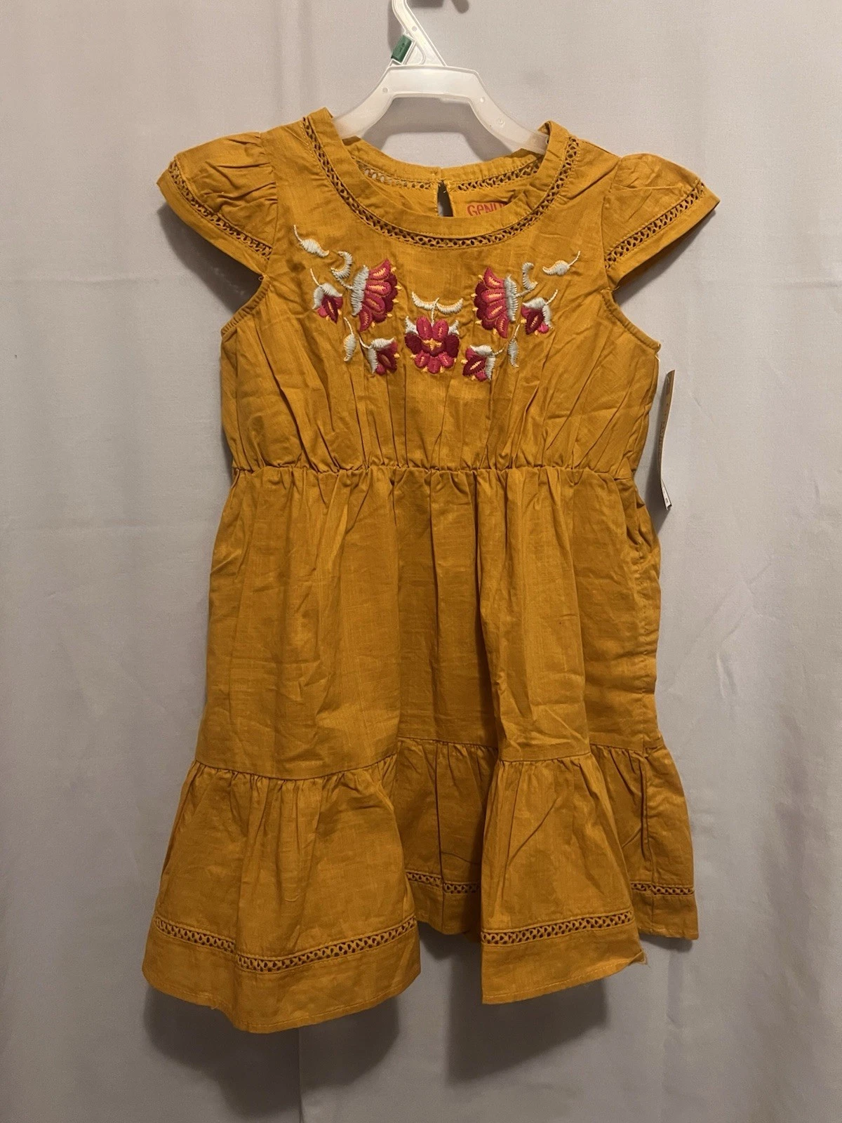 Genuine Kids Oshkosh Toddler Girls Floral Embroidered Tiered Dress 5T NWT