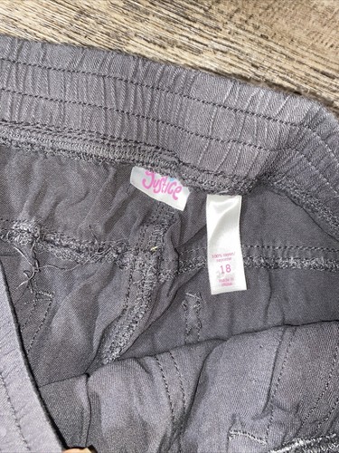 Justice Size 18 Jogger Style Gray Pants Zipper Pockets Stretch Waist - Picture 3 of 6