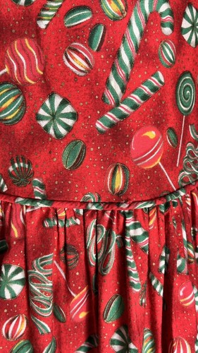 Vtg Judy Lynn Jumper+T Neck 2 PC Sz 8/6X CHRISTMAS Holiday Candy Print GORGEOUS - Picture 8 of 16
