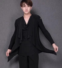 Ballroom Dance Tops Men Latin Shirt Modern Dance Outfit Stage Dancewear Cha Cha