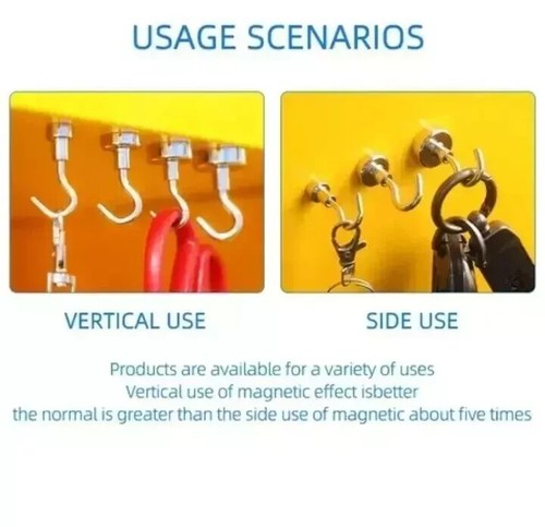 Neodymium Hook Magnets - Super Strong Pull Force - Multiple Sizes Available - Picture 5 of 8