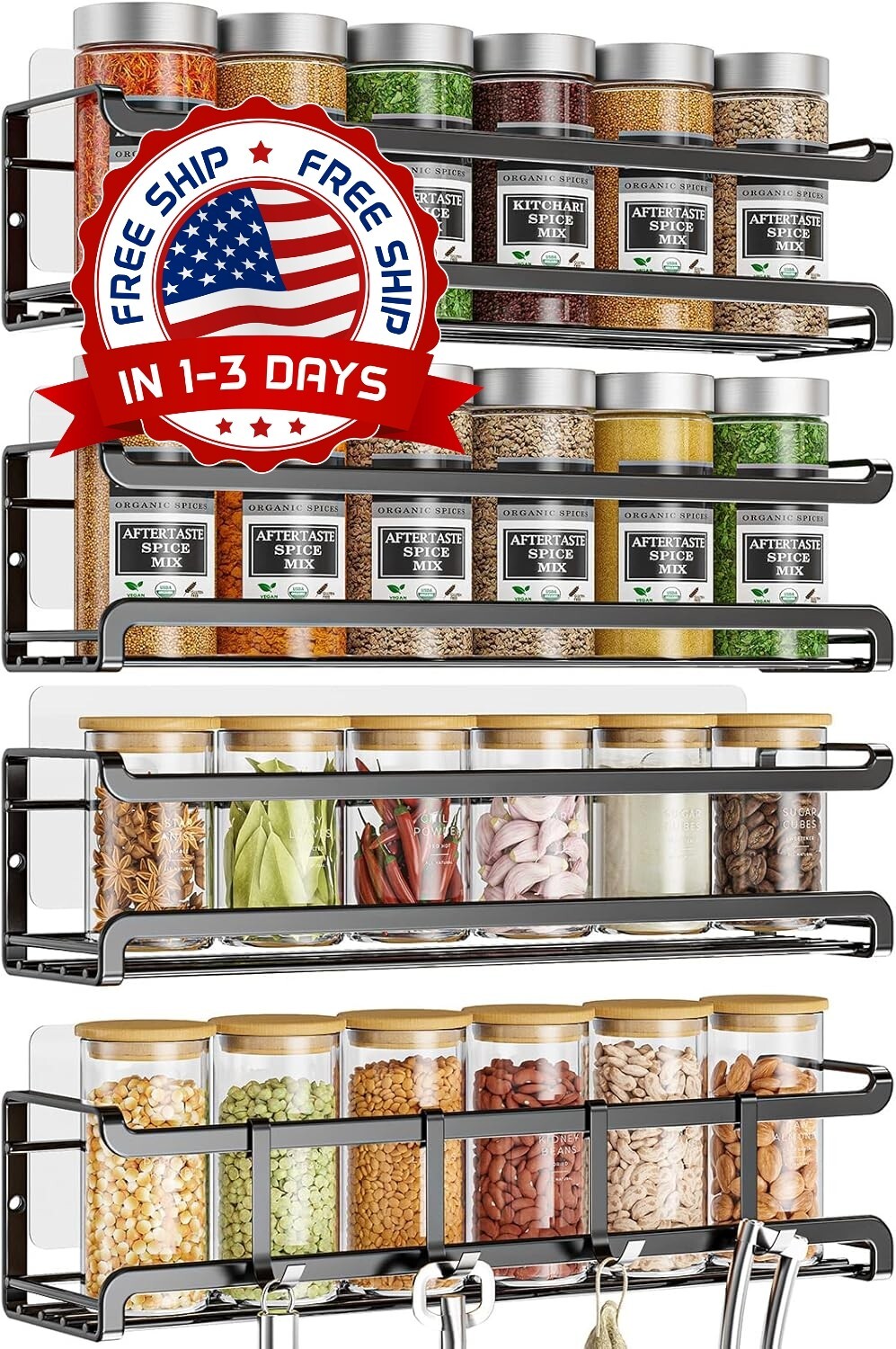 4 Niveles Estante Organizador para Especias y Almacenamiento Hogar