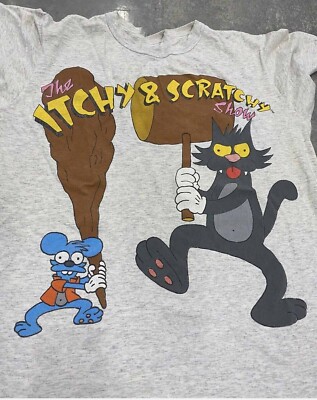 The Itchy And Scratchy Show The Simpsons 1992 T-shirt Cotton Size