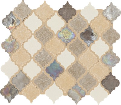 Daltile Decorative Accents 2'' Natural Stone Baroque Mosaic in Blanc Et Beige ...