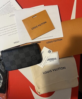 100% AUTHENTIC LOUIS VUITTON DAMIER GRAPHITE KEY CLES POUCH