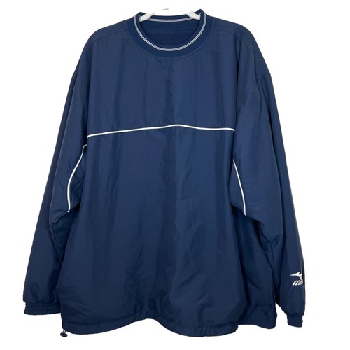 Mizuno Mens Golf Jacket Size XL Navy Blue Fleece Lining Windproof Pullover