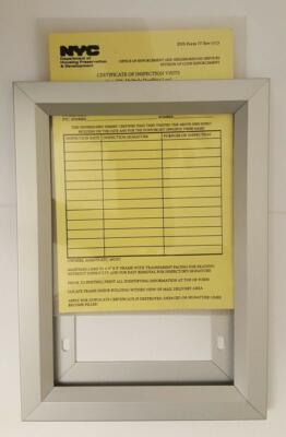 Elevator Inspection Certificate Frame 6 x 9 (Heavy Duty - Aluminum)-REF24-1027
