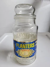 1981 Planters Peanuts Glass Jar With Lid & Label