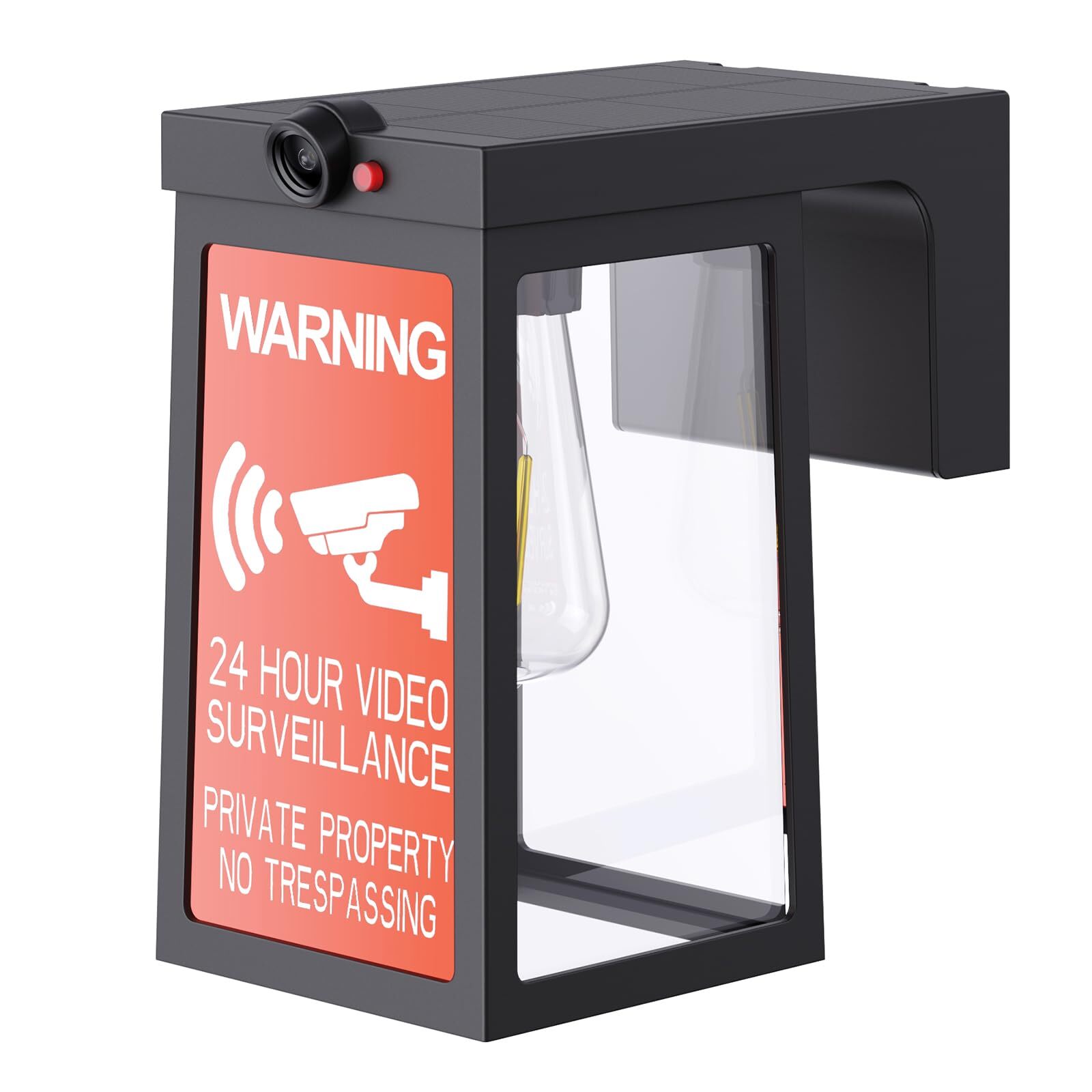 Solar-Powered Outdoor Light with Fake Camera, Monitoring Warning Signs,