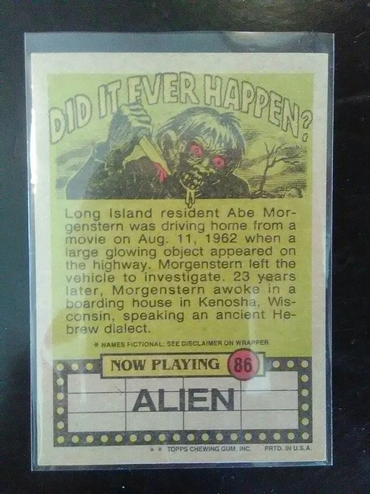 Topps Fright Flicks Card Alien 86 Whadda You Mean, Success Has Gone To My Head? - Image 2 of 2