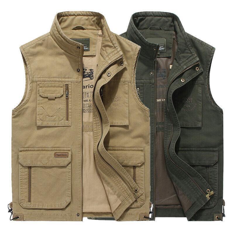 Men's Leisure Classic Travel Vest Cargo Sleeveless Jacket Multi
