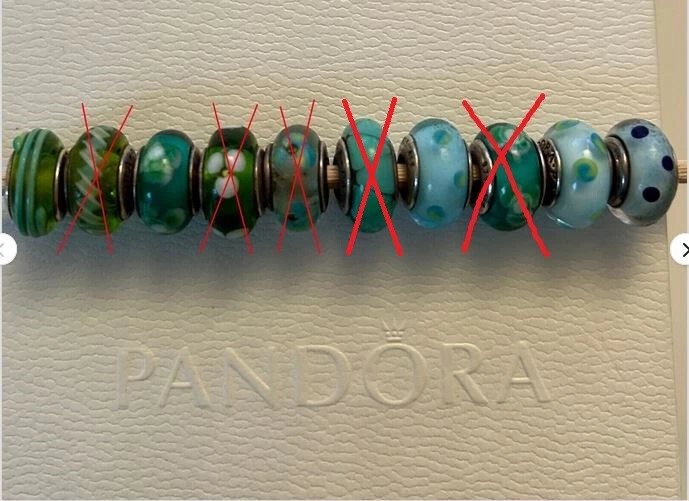 Original Pandora – Murano Glas Charms – Blau - Grün Farbtöne