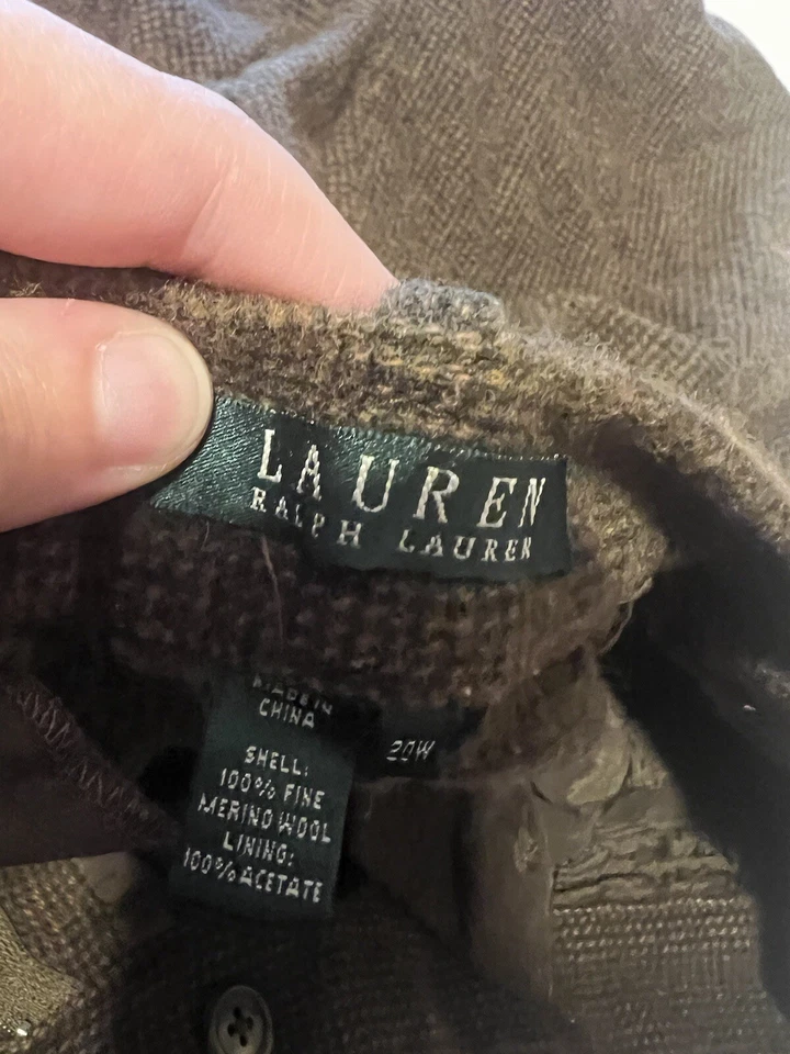 Pantalones para mujer LAUREN RALPH LAUREN talla grande 20W tiro alto 100 % lana a cuadros LEER Foto 4 de 4