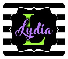 Personalized Mouse Pad Stripes Lime Purple Neoprene Custom Monogrammed Mousepad